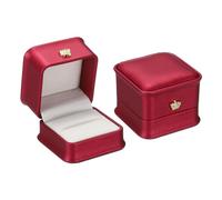 PATIKIL Boîte à Bague en Velours, Lot de 2 Boîtes à Bijoux Vintage pour Fiançailles, Proposition, Cérémonie d'Anniversaire Style 4, Rouge