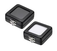 PATIKIL Boîte d'exposition 2,2x2,2x0,91 Pouces 2 Pièces Noir | Cuir PU, Petit coffret de rangement avec couvercles transparents, pour pierres précieuses, joyaux, diamants, pièces