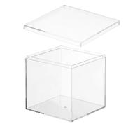 PATIKIL Boîte en acrylique avec couvercle 3.94" x 3.94" x 3.94" | Boîtes d'exposition en acrylique transparent, Conteneurs de rangement pour bonbons, Petits bijoux, Exposition d'œuvres d'art