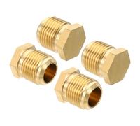 PATIKIL Bouchon d'Étanchéité Mâle en Laiton de 5/8 Pouces, Paquet de 4 Raccords de Tubes Évasés Sae, Raccords de Tuyaux Hexagonaux à 45 Degrés pour la Réfrigération des Climatiseurs