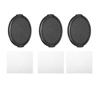 PATIKIL Bouchon d'Objectif 67mm, Lot de 3 Couvercles à Pince Latérale pour Objectif d'Appareil Photo avec Chiffon Nettoyage, Adapté aux Objectifs DSLR Universels Filetage 67mm, Noir