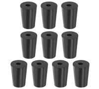 PATIKIL Bouchon en Caoutchouc Solide 0#, 10pcs Bouchons pour Laboratoire Coniques Réutilisables avec Trou, Bouchons Tube d'Essai pour Scellement Flacons Tuyaux Éprouvette Piston, Noir