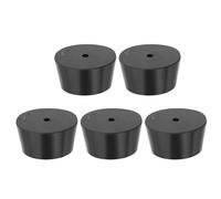PATIKIL Bouchon en Caoutchouc Solide 10#, 5pcs Bouchons pour Laboratoire Coniques Réutilisables avec Trou, Bouchons Tube d'Essai pour Scellement Flacons Tuyaux Éprouvette Piston, Noir