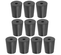PATIKIL Bouchon en Caoutchouc Solide 2#, 10pcs Bouchons pour Laboratoire Coniques Réutilisables avec Trou, Bouchons Tube d'Essai pour Scellement Flacons Tuyaux Éprouvette Piston, Noir
