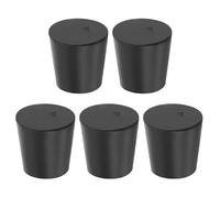PATIKIL Bouchon en Caoutchouc Solide 4#, 5pcs Bouchons pour Laboratoire Coniques Réutilisables, Bouchons Tube d'Essai pour Scellement Flacons Tuyaux Éprouvette Piston Étanchéité, Noir