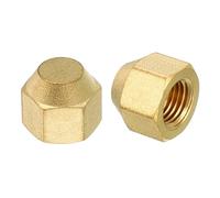 PATIKIL Bouchon Évasé en Laiton 1/4", Filetage Femelle 7/16-20UNF, 2Pcs Raccords Évasés Sae, Raccords de Tuyaux Hexagonaux à 45 Degrés pour la Réfrigération des Climatiseurs