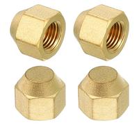 PATIKIL Bouchon Évasé en Laiton 1/4", Filetage Femelle 7/16-20UNF, 4Pcs Raccords Évasés Sae, Raccords de Tuyaux Hexagonaux à 45 Degrés pour la Réfrigération des Climatiseurs