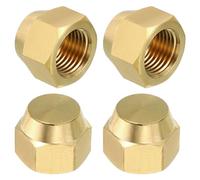 PATIKIL Bouchon Évasé en Laiton 5/16", Filetage Femelle 7/16-20UNF, 4Pcs Raccords Évasés Sae, Raccords de Tuyaux Hexagonaux à 45 Degrés pour la Réfrigération des Climatiseurs