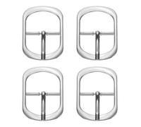 PATIKIL Boucle à une seule broche, 4 pièces 1 pouce Boucle de rouleau métallique réglable ovale Boucle de barre centrale pour ceintures pour sacs, fabrication de ceintures, ton argent