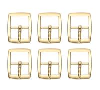 PATIKIL Boucle à une seule broche, 6 pièces 0,6 pouce Boucle de rouleau métallique réglable ovale Boucle de barre centrale pour ceinture pour sac à main, artisanat DIY, ton or