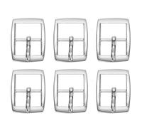 PATIKIL Boucle à une seule broche, 6 pièces 0,6 pouce Boucle rouleau métallique réglable ovale Boucle barre centrale pour ceinture pour sac à main, artisanat, ton argent