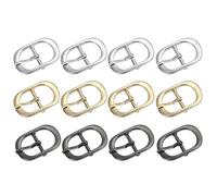 PATIKIL Boucle De Ceinture À Un Cran 0.7", 12Pcs Boucle À Rouleau Métallique Boucle À Barre Centrale Ovale Pour Shoes Strap Belt Purse Making Quincaillerie En Cuir, Noir/Argent/Or Clair