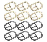 PATIKIL Boucle De Ceinture À Un Seul Ergot 1", 12Pcs Boucle À Rouleau Métallique Broche Boucle Ovale À Barre Centrale pour Shoes Strap Belt Purse Making En Cuir, Or clair/Black