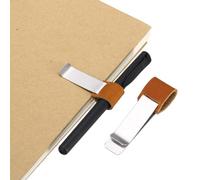 PATIKIL Boucle Pour Stylo Pour Notebook, Porte-Stylo En Cuir Rétro En Laiton Pour Agrafeuse Notebooks Bloc-Notes Poche Bureau Voyageur Carnets Planificateur, Orange Foncé/Argent