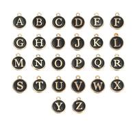 PATIKIL Boucles De Fabrication De Bijoux En Vrac, 26 Pièces Pendentifs Ronds Alphabet Lettres DIY Pour Collier, Bracelet, Boucles D'Oreilles Et Artisanat, Noir