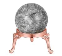 PATIKIL Boule De Cristal 40mm, Boule De Verre Avec Effet Glace Craquele Et Support En Mtal, Sphre De Cristal Dcorative Presse-Papiers Pour