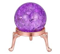 PATIKIL Boule De Cristal 40mm, Boule De Verre Avec Effet Glace Craquele Et Support Mtallique, Sphre De Cristal Dcorative Pour Bureau Mariage