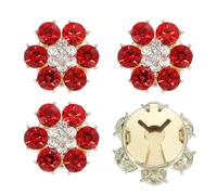 PATIKIL Boutons De Couverture Pour Femmes 18mm 4Pcs Couvre Bouton Strass Cristal Fleur Boutons De Manchette Pour Hommes Chemises Blouses Robe Smoking Affaires Rouge