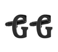 PATIKIL Boutons de manchette avec initiale de l"alphabet classique pour homme avec boîte cadeau pour homme, cadeau d"affaires, fête d"anniversaire, 1.9x1.3cm, Métal, Pas de gemme