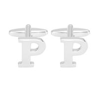 PATIKIL Boutons de manchette en cuivre avec initiale de l'alphabet P classique pour homme, 26 lettres de A à Z, avec boîte pour homme, père, mari, mariage, cadeau d'affaires, fête d'anniversaire, ton