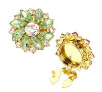 PATIKIL Boutons De Manchette Pour Femmes Ton Or, (Vert) | Boutons De Manchette À Fleurs Strass Pour Chemise Costage Tuxedo Hommes Cadeaux D'Affaires Mariages Anniversaires Artisanat
