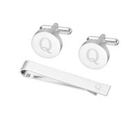 PATIKIL Boutons De Manchette Pour Homme Clip Cravate Et Set Initiale Pour Homme Classique En Cuivre Boutons De Manchette Père Mari Fils Lettre Q(Couleur Argentée)