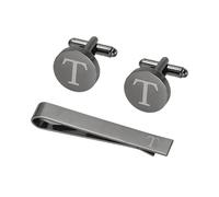 PATIKIL Boutons de manchette pour homme, pince à cravate initiale et boutons de manchette pour homme, boutons de manchette et barre à cravate personnalisés en cuivre pour père, mari, fils