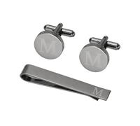 PATIKIL Boutons de manchette pour homme, pince à cravate initiale et boutons de manchette pour homme, boutons de manchette et barre à cravate personnalisés en cuivre pour père, mari, fils