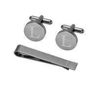 PATIKIL Boutons de manchette pour homme, pince à cravate initiale et boutons de manchette pour homme, boutons de manchette et barre à cravate personnalisés en cuivre pour père, mari, fils
