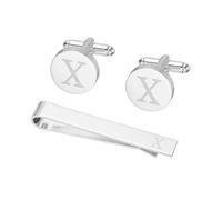 PATIKIL Boutons De Manchette Pour Hommes Initiale Pince À Cravate Et Ensemble Pour Hommes Classique Cuivre Boutons De Manchette Lettre X(Couleur Argentée)
