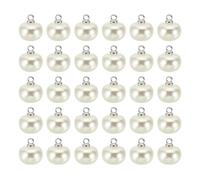 PATIKIL Boutons en Perles de 10 mm, 200 Pièces Chubby-Buttons Gros Bouton Fait Main avec Attache en Perle Synthétique Blanche pour Travaux Manuels, Couture, Vêtements, Argentée-Beige