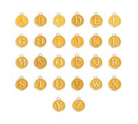 PATIKIL Breloques pour Fabrication de Bijoux en Vrac, 26 Pcs Pendentifs Lettres de l'Alphabet Rondes DIY pour la Fabrication et l'Artisanat de Colliers, Bracelets, Jaune