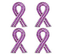 PATIKIL Broche en Ruban Strass, 4Pcs Épingles à Revers Cristal pour Femmes Cadeau Espoir Amour Foi Force, Violet