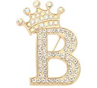 PATIKIL Broche Lettre, Broches Couronne Initiale en Strass Lettre B pour Femmes, Épingles de Badge de Revers pour Costumes, Robes, Manteaux, Vêtements Artisanaux, Tons Dorés