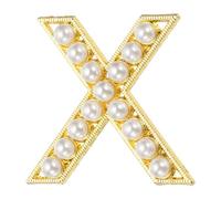 PATIKIL Broche Lettre Perle, Broche Initiale Alphabet X Lettre Perle Plaquée Or Avec Boîte À Bijoux Pour Femmes Hommes Fille Épouse Costumes Robes Bouquet Manteau, Ton Or