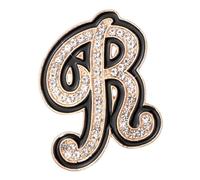 PATIKIL Broche Lettre Strass, Broche Initiale R Métal Cristal Alphabet A-Z Épingle Revers Bord Noir Pour Femmes gemmes Cadeau Costume Vêtements Chapeau Robe Manteau Artisanat, Ton Or