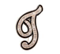 PATIKIL Broche Lettre Strass, Broche Initiale T Métal Cristal Alphabet A-Z Épingle Revers Bord Noir pour Femmes gemmes Cadeau Costume Vêtements Chapeau Robe Manteau Artisanat, Ton Or