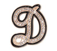 PATIKIL Broche Lettre Strass, Broche Lettre Initiale D Métal Cristal Alphabet A-Z Épingle Revers Bord Noir pour Femmes gemme Cadeau Costume Vêtements Chapeau Robe Manteau Artisanat, Ton Or