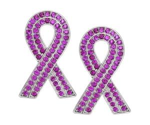 PATIKIL Broche Pin Ruban De Conscience En Strass, 2Pcs Broches De Poitrine En Ruban Broches Pin Épingles De Revers En Cristal Pour Femmes Cadeau Espoir Amour Foi Force, Purple
