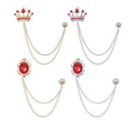 PATIKIL Broche vintage pour pull châle et chaîne à suspendre avec pierres précieuses et couronnes pour homme et femme, 6.2cm, Acier allié, Pas de gemme