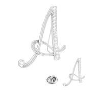 PATIKIL Broches à strass en forme de lettre, 2 tailles Initiales Alphabet A Badge de revers Strass pour Femmes Hommes Costumes Robe Manteau Vêtements Artisanat, Ton argenté