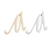 PATIKIL Broches Initiales, 2Pcs Lettre m Broche Strass Métal Cristal Alphabet A-Z Épingle de Revers pour Femmes gemme Cadeau Costume Vêtements Chapeau Robe Manteau Artisanat, Or Argent