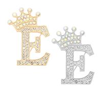 PATIKIL Broches Lettre, 2 Pcs Broche Couronne Initiale en Strass Alphabet E pour Femmes, Broche de Badge de Revers pour Costumes, Robes, Manteaux, Vêtements Artisanaux, Tons Or/Argent