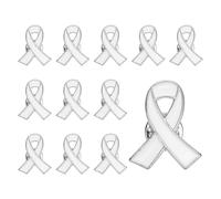PATIKIL Broches Ruban Blanc, 12 Pcs Broches En Émail Avec Fermoir Sécurisé Pour Événements Caritatifs, Collectes De Fonds Et Soutien Public