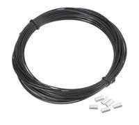 PATIKIL Câble En Acier Inoxydable 304 De 1 mm, 33 Pieds Avec Revêtement En Vinyle Noir Et 20 Manchons De Raccordement M1 Pour suspendu De Lumières, Cordes À Linge, Noir