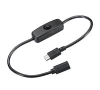 PATIKIL Câble Micro USB avec allumé Éteint Commutateur Alimentation, 2 Paquets 1 pied Mâle à Femelle Extension Connecteur pour LED Bandes USB Ventilateur, Noir