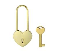 PATIKIL Cadenas en forme de cœur de 9,9 cm avec jeu de clés, cadenas en forme de cœur unique pour couple d'amant, pont, anniversaire, boîte à cartes, ton or
