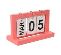 PATIKIL Calendrier Perpétuel en Bois Vintage, Affichage Mensuel et Quotidien en Bois pour Bureau, Décoration de Maison, Style 2, Rose