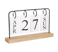 PATIKIL Calendrier Perpétuel Vintage Bois, Calendrier Bascule Bois Tournant Page Mois Date Affichage pour Bureau Maison Chambre Ornementation, Noir