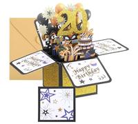 PATIKIL Carte d'Anniversaire 20E Anniversaire, Carte d'Anniversaire pops-up Carte-Cadeau Drôle Joyeux Anniversaire Doux 3D avec Carte de Vœux et Enveloppe, Noir Or en Feuille